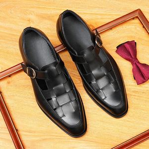 Sandales d'été pour hommes, élégantes et décontractées, en cuir véritable respirant, sandales plates décontractées pour l'extérieur, sandales artisanales de haute qualité - Product Image 4