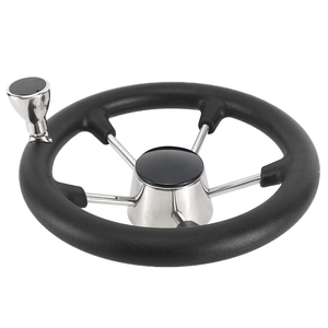 Accessoires de bateau, matériel marin, volant en acier inoxydable noir avec mousse PU et poignée antidérapante pour yacht - Product Image 4