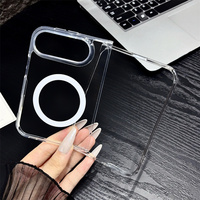 Étui de téléphone transparent pliable en PC avec charge magnétique sans fil de luxe pour iPhone Duo, anti-jaunissement, sans protection d'écran, résistant aux chocs