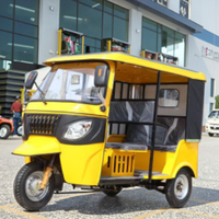 Tuk Tuk, auto-taxi à trois roues, tricycle motorisé à carrosserie fermée pour passagers, moteur à essence, 6 passagers, charge utile de 300-400 kg