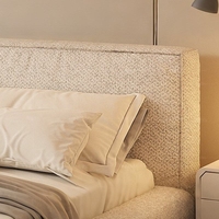 Lit double rembourré moderne en tissu style Wabi Sabi, type bloc de tofu, pour chambre à coucher, mobilier de maison