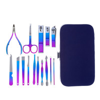 WELLFLYER Kit de manucure en cuir super souple à MS-569 sources Ensemble d'outils de manucure arc-en-ciel de haute qualité