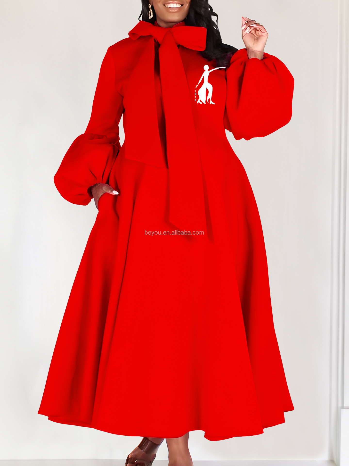 strapless open back dress Petal & Pup Women's Delta Polka Dot Plunge Neck Maxi Dress - Red main image 0