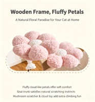Torre para Gatos Moderna de Madera con Diseño Floral, Plataformas de Felpa Lavables de Varios Niveles, Poste Rascador de Sisal, Árbol para Gatos Minimalista para Interiores, Venta al por Mayor