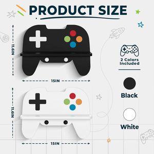 Estantes Flotantes con Forma de Control de Videojuegos (Paquete de 2), Ganchos Duraderos <span class=keywords><strong>para</strong></span> Montaje en Pared, Organizador de Accesorios <span class=keywords><strong>para</strong></span> Decoración de Sala de Videojuegos - Product Image 3