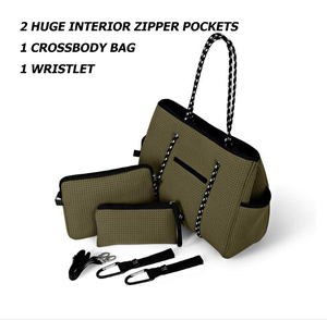 Vente en gros dames Fashional grande épaule fourre-tout sac à main en néoprène avec chaînes de décoration - Product Image 3