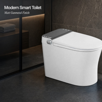 WC intelligent de luxe à cuvette allongée avec pulvérisation d'eau automatique, UV, télécommande et bidet intégré pour salle de bain
