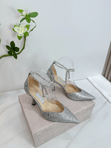 Jimmy Versatile Rhinestone Chain Accent Pointed Toe Stiletto Heels Ankle Strap Pumps for Wedding Guest Formal Events Chooing - Product Image 1