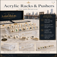 Tuiles de mahjong en acrylique double couche de luxe New York, bord doré, poids lourd, motifs skyline et monuments de la ville de New York