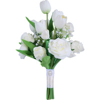 Buket Pengantin Mawar Putih Berkualitas Tinggi - Bunga Buatan Beraroma Premium dengan Sentuhan Asli Buatan Tangan untuk Pengiring Pengantin di Hari Thanksgiving.