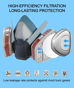 Respirateur demi-<span class=keywords><strong>masque</strong></span> en silicone de haute qualité, hermétique, à faible fuite, confortable, 6502, avec double filtre. - Product Image 5