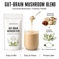 Poudre prébiotique multi-surgéniens avec Crinière de lion, Reishi, Queue de dinde et Yacon pour un mélange quotidien pour l'intestin et le cerveau