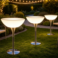 Table ronde amovible en plastique LLDPE avec LED lumineuses, portable, alimentée par énergie solaire, télécommande, 16 couleurs RVB, table de dîner lumineuse pour événements