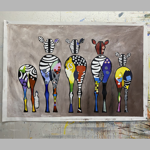 Personalizado al por mayor hecho a mano gran lienzo pared arte hogar decorativo estilo dibujos animados pintura al óleo de <span class=keywords><strong>cebra</strong></span> <span class=keywords><strong>cuadro</strong></span> pintado a mano - Product Image 6