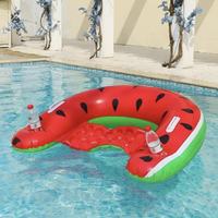 Chaise longue gonflable en forme de pastèque pour piscine, avec poignée intégrée et porte-gobelet, chaise flottante pour la piscine et la plage en été