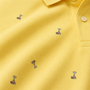 Camisa Polo Personalizada para Hombre, Amarilla, Bordada, Manga Corta, Algodón Piqué, Casual, Cierre de Botones, Diseño de Dibujos Animados, Corte Regular - Product Image 2