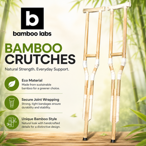 Muletas de Bambú Natural con Certificación CE Clase II, Altura Ajustable, Ligeras, Soporte para Personas Mayores - Product Image 1