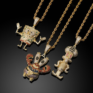 Bijoux pour enfants Hiphop Zircon Cartoon Sponge <span class=keywords><strong>Baby</strong></span> Character <span class=keywords><strong>Necklace</strong></span> - Product Image 1