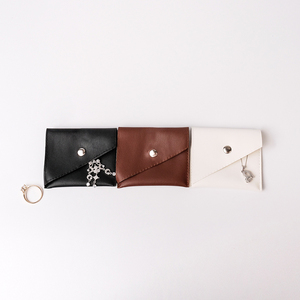Custom logo Pu Leather Flap Snap Earring Necklace Ring Pendant Jewelry Pouches Packaging Bag with Button for Jewellery Package - Product Image 3