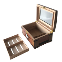Boîte à cigares de luxe en bois massif avec logo personnalisé, hygromètre intégré, vente chaude
