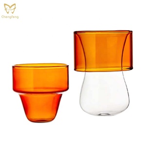 แก้วกาแฟชาแบบสองชั้น ดีไซน์ดั้งเดิม สีสันสวยงาม ทำจากแก้วโบโรซิลิเกตคุณภาพสูง สำหรับร้านอาหารและร้านน้ำชา - Product Image 1