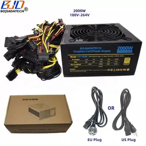 2000W 180-264Vac Computer Switching Power Supply PSU 14CM Lower Noise Fan 95% Efficiency For 8 GPU Graphics Video Cards