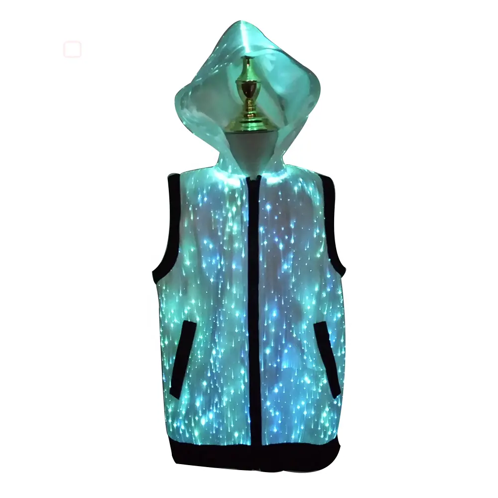 Sudaderas luminosas LED sin mangas para hombre, chaleco de fibra óptica con brillo en la oscuridad, 7 colores, Unisex