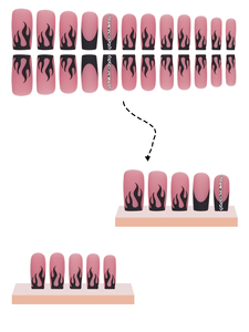24 pièces à motif français carré <span class=keywords><strong>flamme</strong></span> 3D couverture complète ABS Nail Art Salon utilisation faux ongles 3D strass finition givrée Ballet Design - Product Image 5