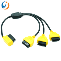 Cable de Extensión OBD2 de 16 Pines, 1 Macho a 3 Hembras, Adaptador Convertido de 12V, Cable de Extensión OBD2