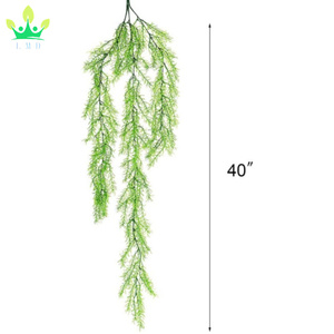 Helechos verdes artificiales vides colgantes aguja de pino planta de plástico <span class=keywords><strong>Flor</strong></span> de plástico para decoración de pared de jardín doméstico - Product Image 2