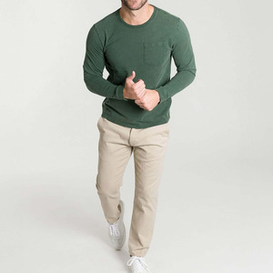 T-shirt à manches longues en polyester/coton respirant et anti-rides, coupe classique, qualité supérieure, t-shirts à manches longues en tricot pour hommes - Product Image 6
