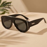 Kacamata Hitam Retro Oversized Double-Bridge Full Rim Lensa Abu-abu UV400 Unisex Ringan Fashionable untuk Penggunaan Sehari-hari di Luar Ruangan