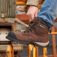 S500-Brown de sécurité en cuir Crazy Horse bottes industrielles, bottes de travail à bout en acier construction minière chaussures de sécurité en plein air