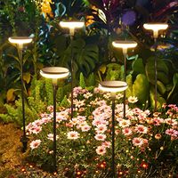 Lámpara Solar Oscilante para Jardín, Lámpara Redonda para Césped, Luz Blanca Cálida, IP65, Resistente al Agua, Luz LED Solar Monocristalina para Exteriores