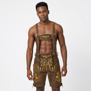 Pantalones Cortos de Lederhosen para Hombre, Cintura Alta, Bordado Floral, Cierre de Botones, Transpirables, Estilo Bávaro Casual - Product Image 1