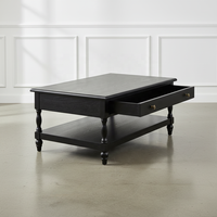 Table basse rectangulaire en chêne massif de style français moderne et traditionnel avec tiroir, mobilier de luxe pour salon