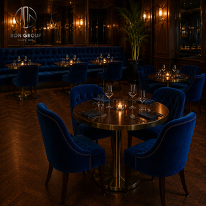 Ensemble de meubles de luxe sur mesure Ron Group, table ronde en marbre, chaise commerciale rembourrée, banquette capitonnée en velours pour <span class=keywords><strong>restaurant</strong></span> - Product Image 2