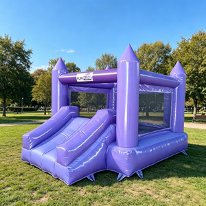 <span class=keywords><strong>Château</strong></span> Gonflable Violet en PVC avec Toboggan, Capacité 500kg pour 3-5 Personnes, Usage Commercial, Fête en Jardin - Product Image 4