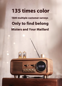 Cổ Điển Retro Audiophile Âm Thanh Thời Gian Hiển Thị Quay FM Đài Phát Thanh Môi Trường Xung Quanh Ánh Sáng Đầy Đủ Phạm Vi Thanh Lịch Âm Nhạc Máy Nghe Nhạc Đồng Hồ Loa - Product Image 5