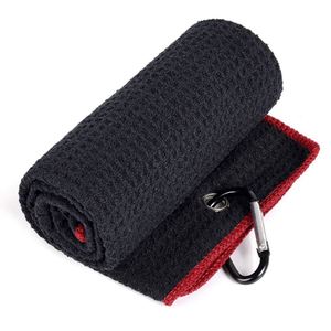 Serviette de golf en microfibre gaufrée de haute qualité, personnalisable, avec aimant et mousqueton, prix usine - Product Image 1