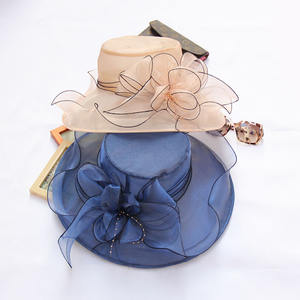 HZM-18225 femmes Derby chapeau Organza Fascinator église mariée mariage thé fête chapeau large bord chapeau de soleil - Product Image 3