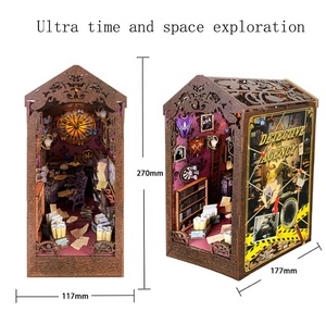 Holz Mini Puppenhaus DIY Buch Nook Kit Montage Modell 3D Puzzle Buchs tütze Spielzeug Bücherregal Insert Dekor mit <span class=keywords><strong>LED</strong></span>-Licht Weihnachts geschenke - Product Image 4