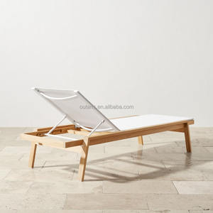 Meilleure vente de chaise longue réglable en bois de teck avec tissu en maille pour bar de plage et villa - Product Image 4