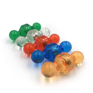 Pinos de ímãs de pressão de neodímio magnéticos pequenos, acrílicos, coloridos e transparentes, para uso em sala de aula, plástico para escritório e escritório