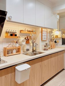 خزانات مطبخ صغيرة عصرية بأبواب كاملة بسطح ميلامين مقاومة للماء-ضمان لمدة عامين - Product Image 6