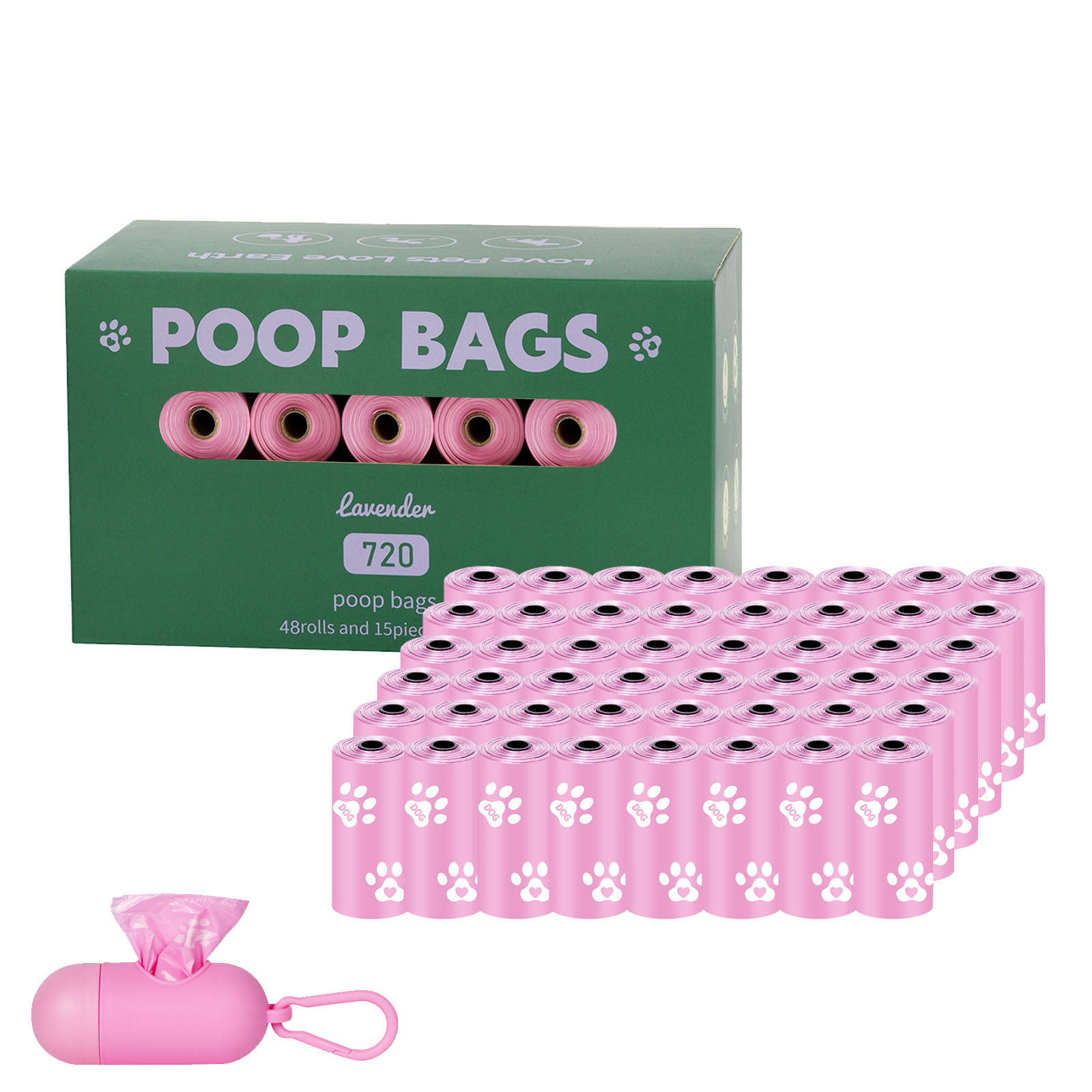 48 ม้วน สีชมพู+ที่จ่าย