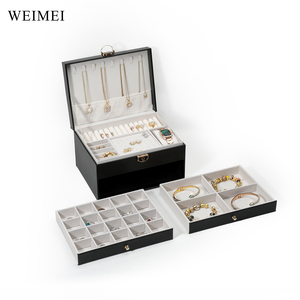 Estuche de Joyería WEIMEI de Cuero PU con Múltiples Cajones, Caja de Regalo para Collares, Pendientes, Pulseras, Anillos, Organizador de Joyas de Viaje - Product Image 3