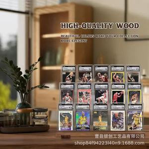 Expositor de tarjetas de béisbol de madera, estante de escritorio de 3 niveles para tarjetas de celebridades - Product Image 1