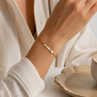 Bracelet personnalisé en plaque martelée, chaîne en acier inoxydable, bracelet gravé avec un nom, cadeau de bijoux