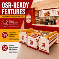 Ensemble de mobilier de restaurant moderne et durable pour poulet frit, style conteneur, avec banquette et table pour fast-food et restauration rapide (QSR)